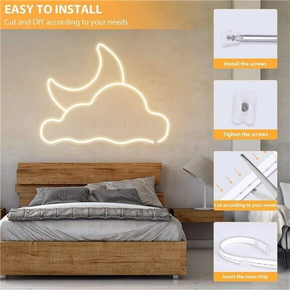 Warm White LED Neon Rope Light 16ft Waterproof Dimmable Strip for Home Decor - Picture 6 of 7